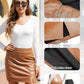 Womens Fuax Leather Skirt High Waisted Bodycon Pencil Mini Skirts with Shorts