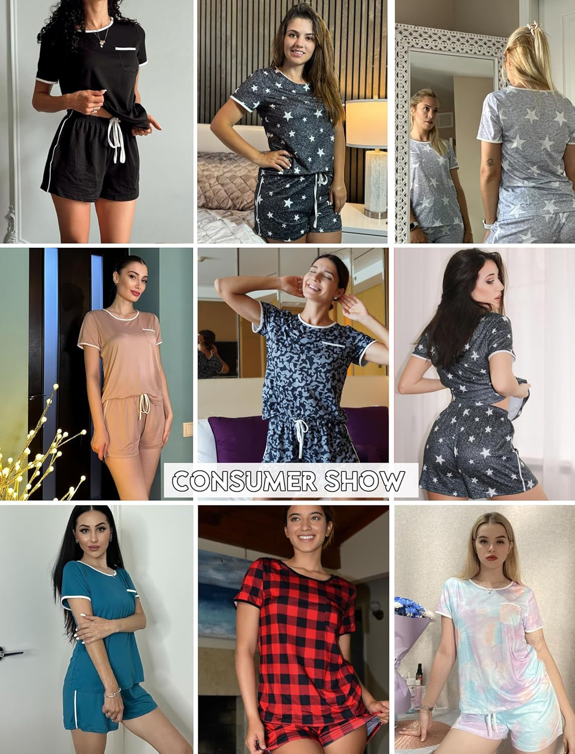 Pajama Set for Women 2 Piece Lounge Set Short Sleeve Tops and Shorts Soft Sleepwear, Chest Pocket