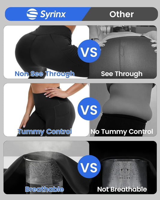 3 Packs Leggings with Pockets for Women, Soft High Waisted Tummy Control Workout Yoga Pants