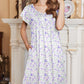 Women'S Nightgown Flare Short Sleeve Sleep Shirt Pleated Nightshirts Soft Pajama Dress with Pockets S-XXXL