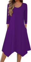 Midi Women 3/4 Sleeve Dress Casual Dresses with Pockets 2025 Fall a Line Dress Elegant Formal Modest Dresses