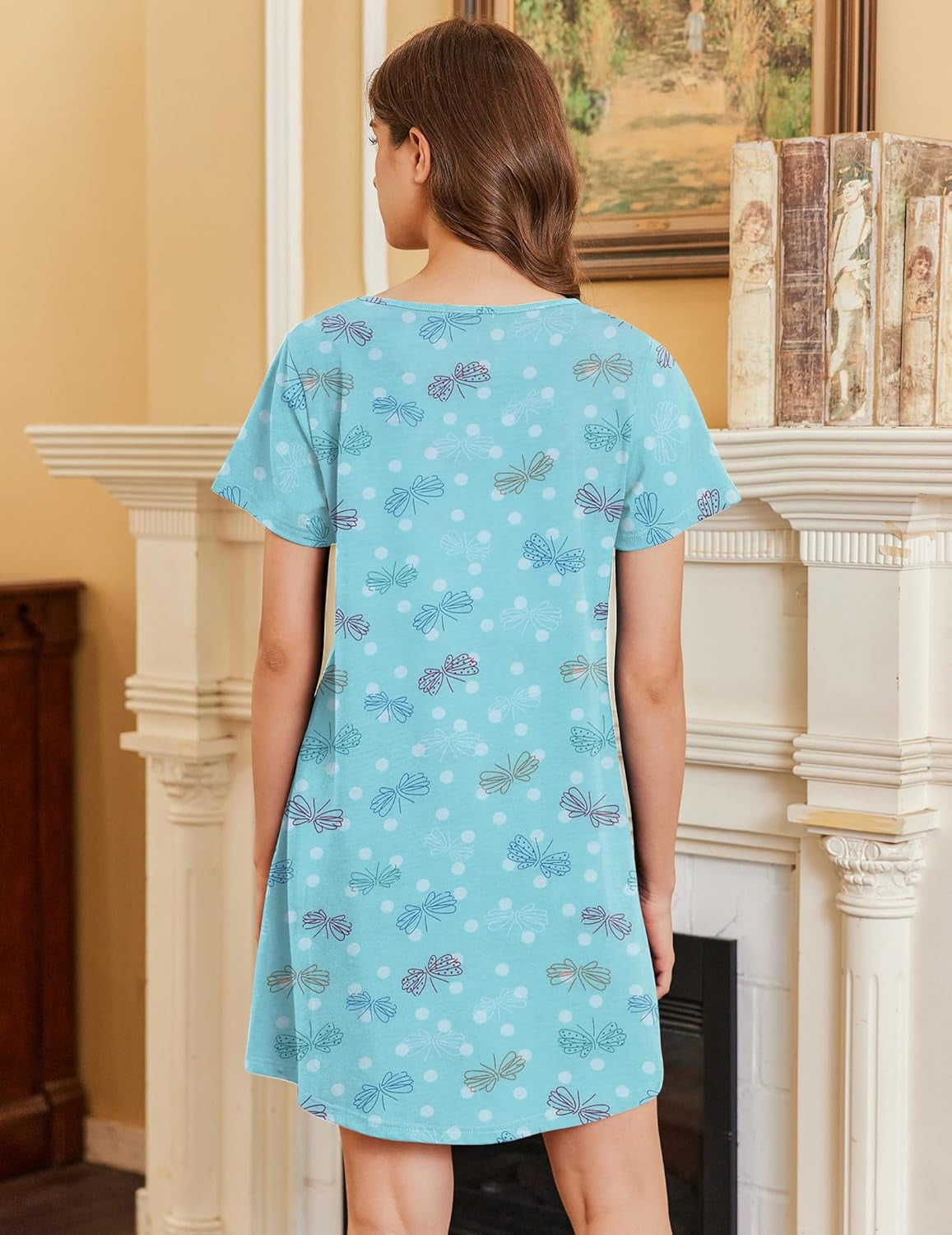 Nightgowns for Women Cotton Sleepshirts Short Sleeve Nightshirt Tshirt Night Gown Casual Sleepdress Comfy Nightdress