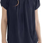 Women'S Casual round Neck Basic Pleated Tops Short Sleeve Loose Fit Curved Keyhole Back Chiffon Blouses Tshirts