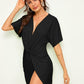 Women'S Deep V Neck Twisted Plunging High Slit Mini Party Dress