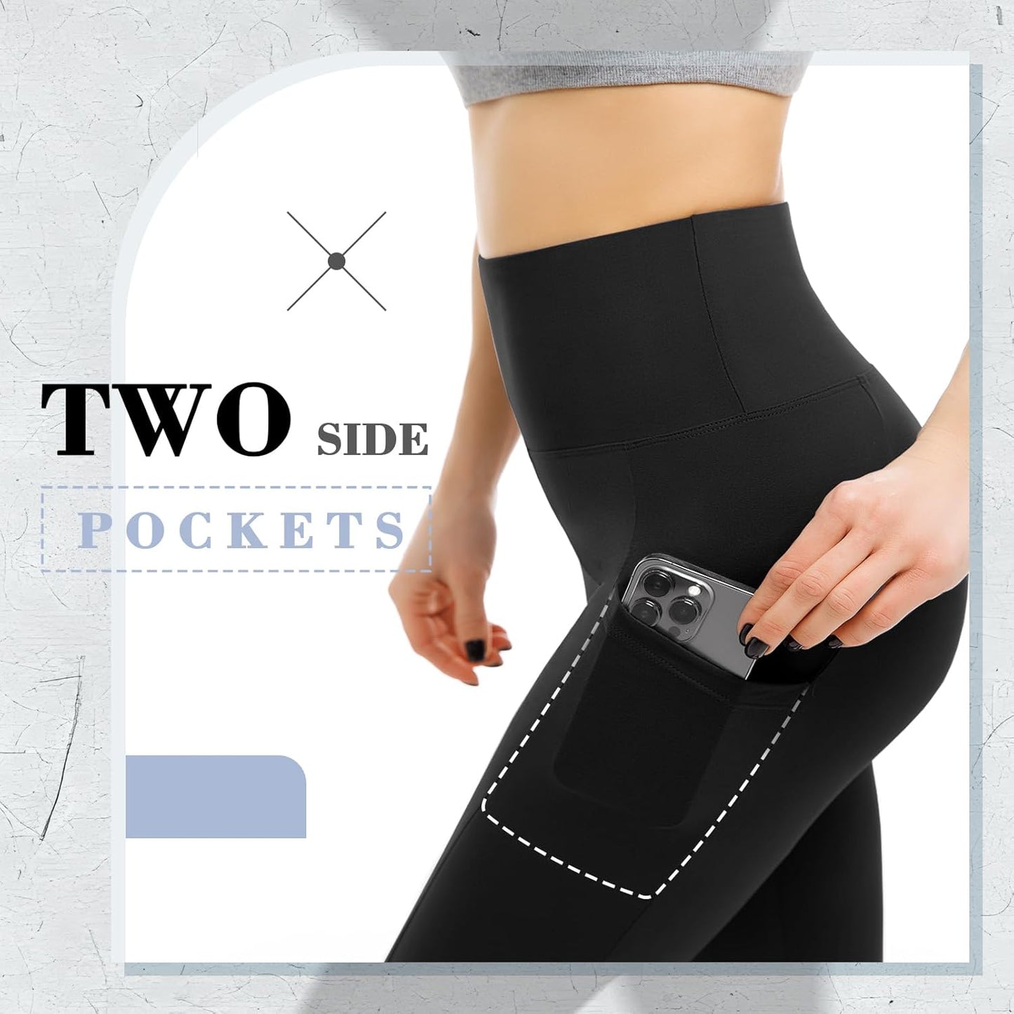 Leggings with Pockets for Women 2 Packs,Women'S High Waisted Yoga Leggings Gym for Workout