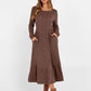 Womens Long Sleeve Midi Dress 2025 Fall Rib Knit Crew Neck a Line Soft Flowy Swing Dresses with Pocket Casual Trendy