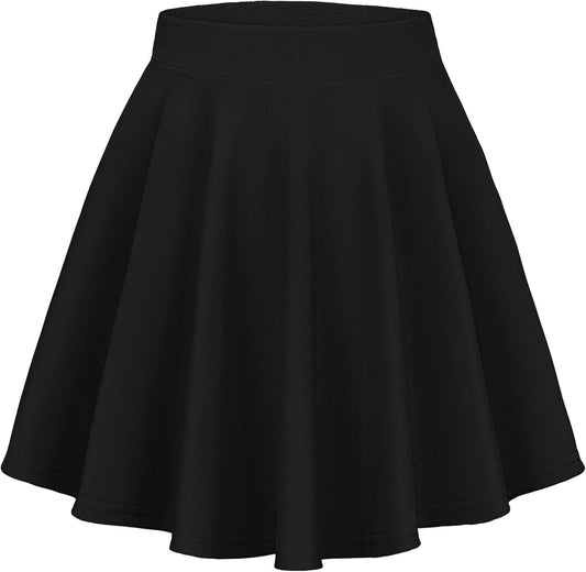 Mini Skirts for Women Basic Skater Pleated Flowy High Waisted Casual Short Skirt