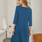 Women'S Pleated Nightgown Soft Sleep Shirt 3/4 Sleeve Pajama Dress Scoopneck Sleep Tee Nightshirt Sleepwear S-3XL