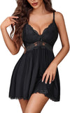Women Chemise Night Gown Lace Modal Sleepwear V-Neck Full Slip Babydoll Lingerie Sexy Nightgowns