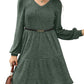 Womens V Neck Long Sleeve Fall Dresses Baby Doll Casual Sweater Dress Fashion Clothes