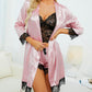 Women'S 4Pcs Sleepwear Satin Floral Lace Trim Cami Pajama Set with Robe