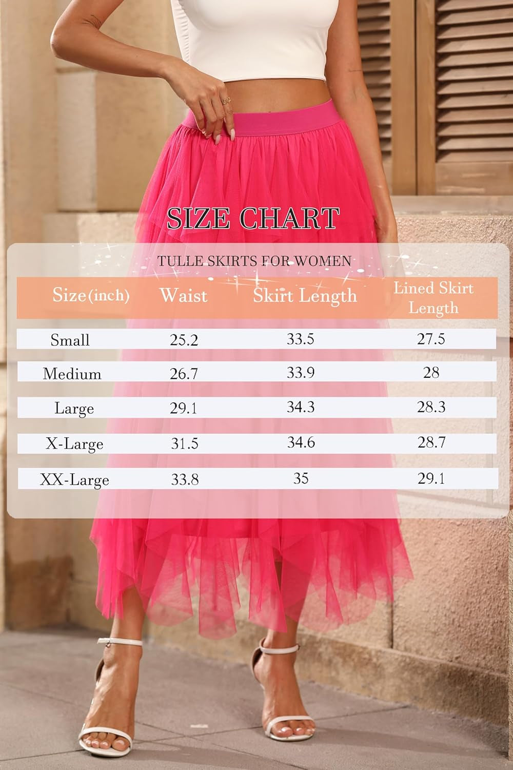 Tulle Skirts for Women a Line Fairy Tiered Skirt Midi Length High Elastic Waist Long Skirt