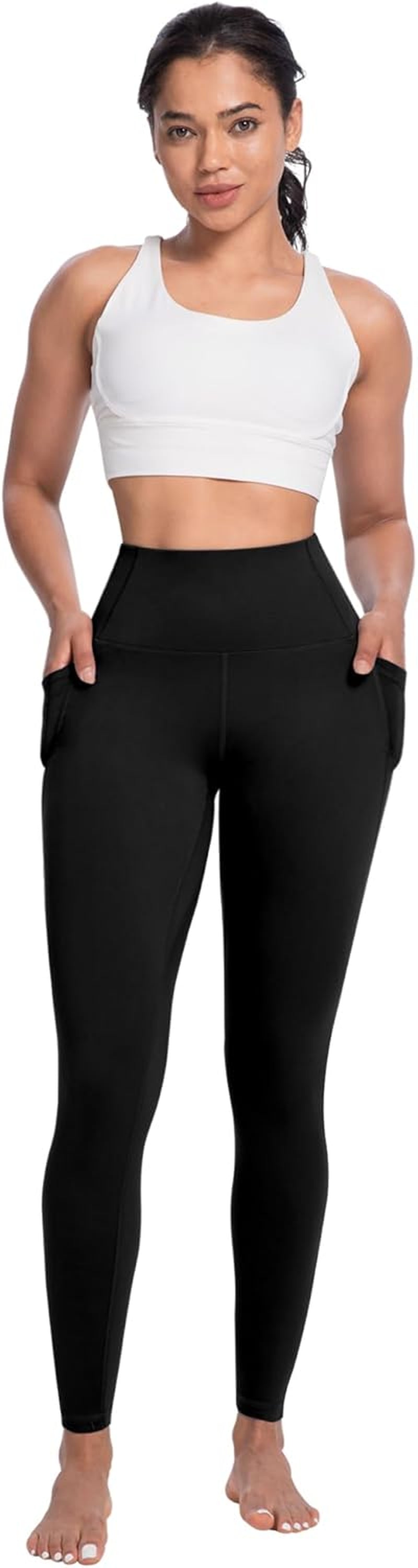 4 Packs Yoga Leggings with Pockets for Women, Soft High Waisted Tummy Control Workout Pants