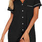 Nightgowns for Women Button down Night Gowns Short Sleeve Sleep Shirt V Neck Nightshirt Soft Sleepwear Pajams Dress