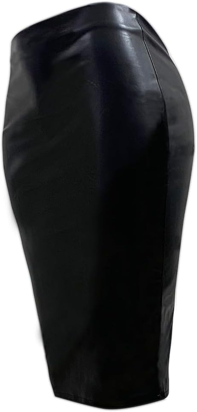 Women'S Faux Leather Pencil Skirt, High Waist Midi Length with Double Zipper