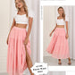 Womens Chiffon Maxi A-Line Skirts Elastic High Waist Ruffle Beach Long Flowy Skirt