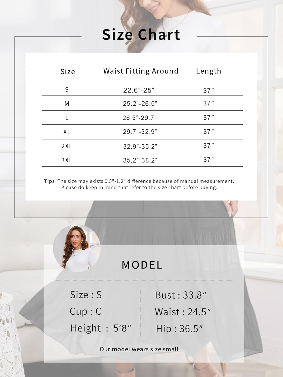 Women'S Chiffon Elastic High Waist Pleated A-Line Flared Maxi Skirts