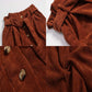Women Paperbag High Waist Elastic Belted Corduroy Button Front with Pockets Short Mini Skirt