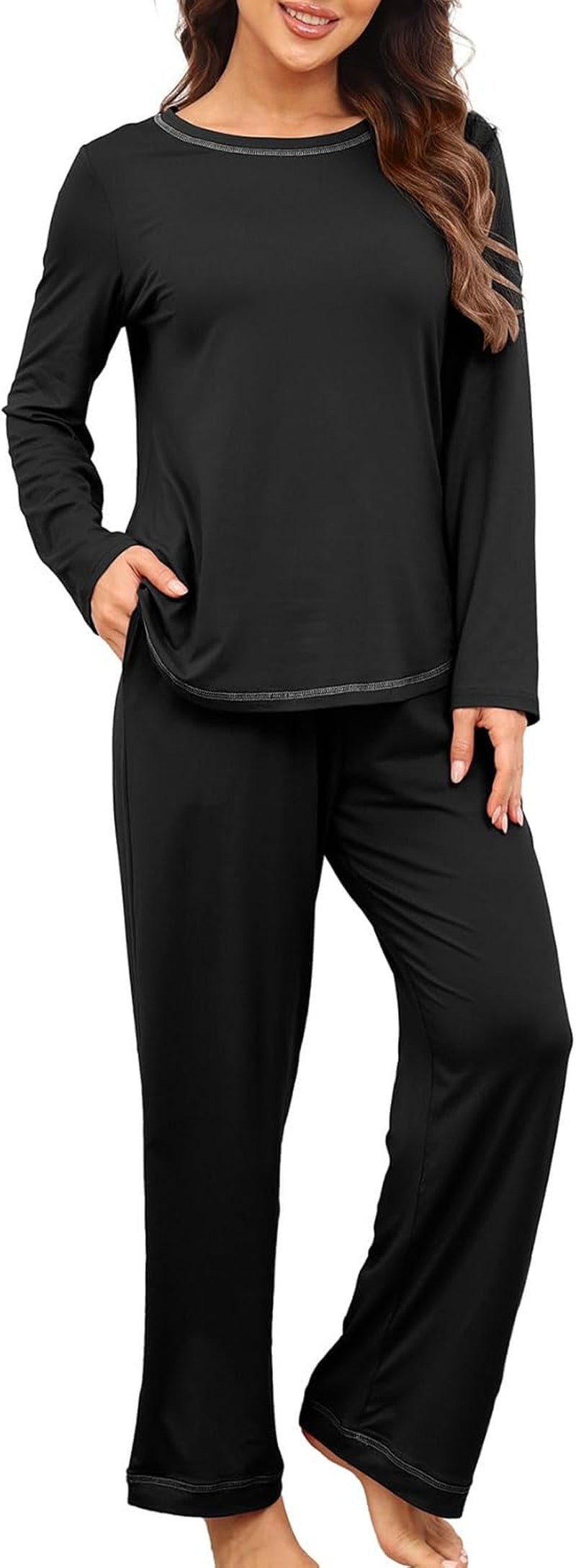 Women'S Pajama Set 2025 Lounge Sets Long Sleeve Sleepwear Soft 2 Piece Pjs with Pockets