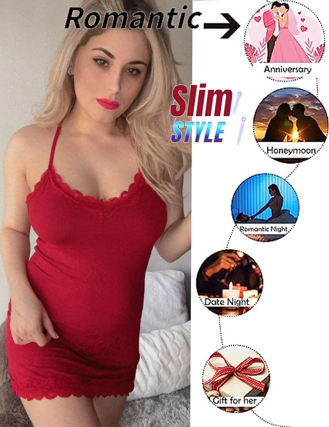 Womens Nightgown Sexy Lace Sleepwear V Neck Full Slip Chemise Lingerie Cotton Night Gowns Babydoll Sleepshirt