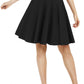 Women'S Basic Midi Skirt Versatile Stretchy Flared Casual High Waisted Skirt