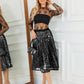 Sequin Skirt Elastic High Waisted A-Line Sparkle Pleated Skirts for Cocktail Party 2025
