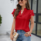 Womens Dressy Casual Tops Ruffle Short Sleeve V Neck Shirts Elegant Business Work Blouse