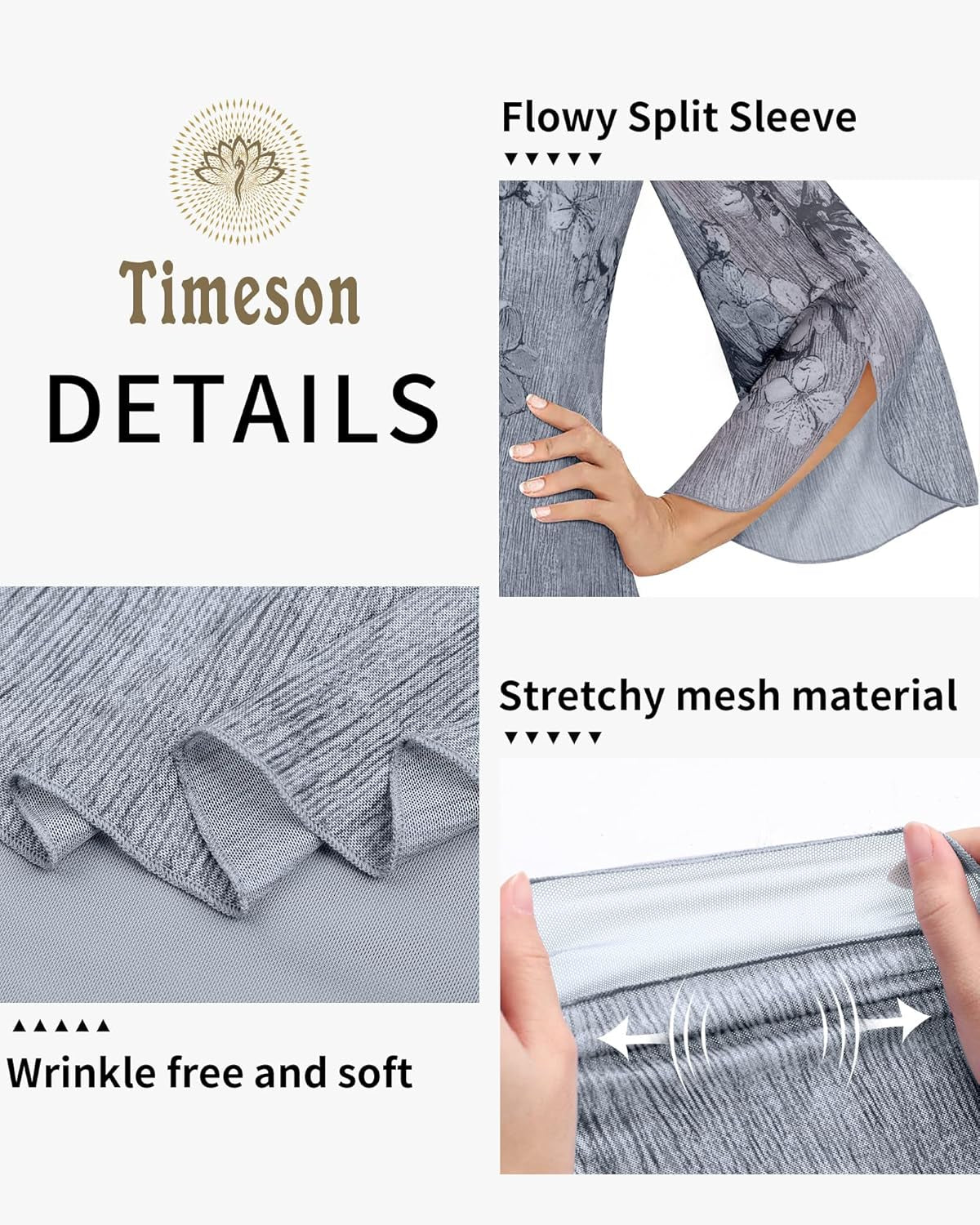 Women'S 3/4 Sleeve Floral Blouses Shirts Double Layers V Neck Dressy Tunics Tops