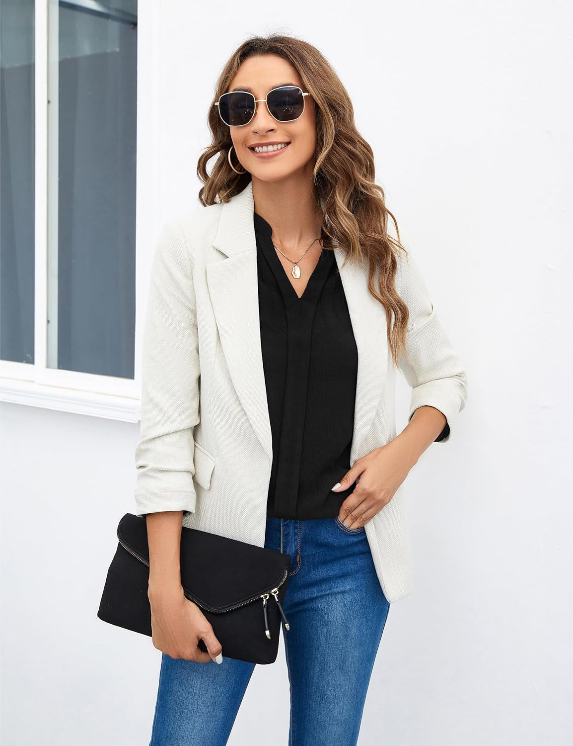 Women'S Dressy Casual Blouses Business Long Sleeve Shirts V Neck Work Tops Fall Fashion Outfits