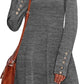 Long Sleeve Dress for Women Crew Neck Tunic Dress with Pockets Decorative Buttons
