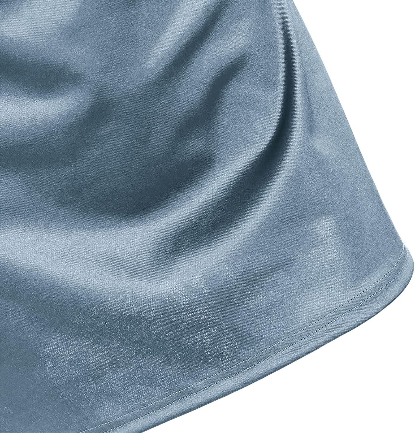 Women'S Satin Sleeveless Spaghetti Strap Mini Dress Sexy Slip Cowl Neck Silky Cocktail Party Dresses