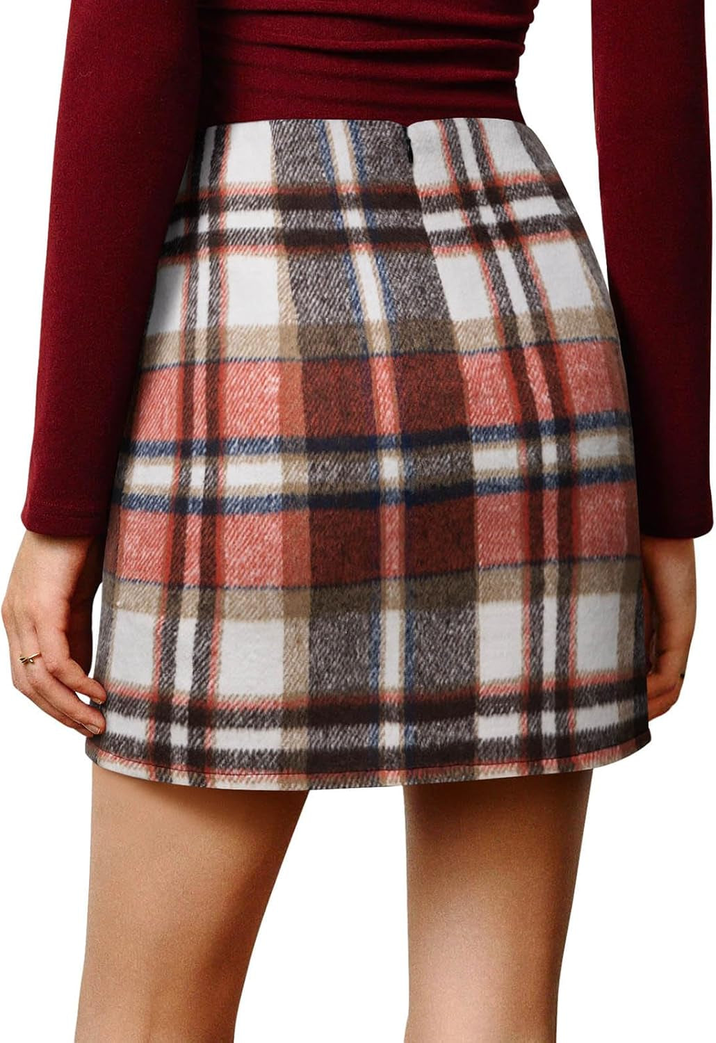 Plaid Mini Skirts for Women High Waist Fall Winter 2025 Bodycon Pencil A-Line Skirt