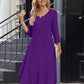 Midi Women 3/4 Sleeve Dress Casual Dresses with Pockets 2025 Fall a Line Dress Elegant Formal Modest Dresses