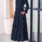Long Sleeve Dress for Women 2025 Fall Elegant Modest Floral Boho Smocked Flowy Wedding Guest Midi Dresses