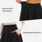 Women'S 20" Knee Length Skirts with Pockets Casual Basic Midi Skirt Stretchy High Waisted Skater Flared Pleated