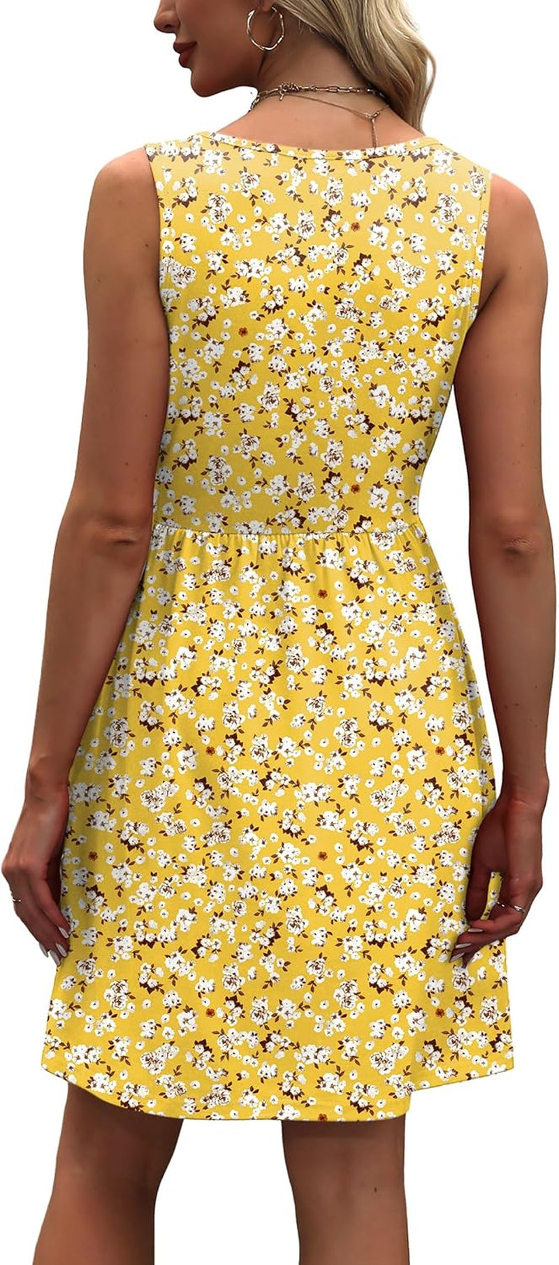 Women'S Summer Dress 2025 A-Line Sleeveless Casual Sundress with Pockets Floral/Solid
