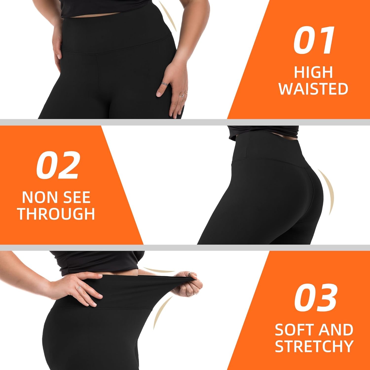 plus Size Leggings for Women, High Waisted Tummy Control Buttery Super Soft Black Yoga Pants for Workout Running