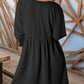 Womens Fall Dresses Casual Tunic Dress Short Sleeve Crew Neck Flowy Babydoll Dress