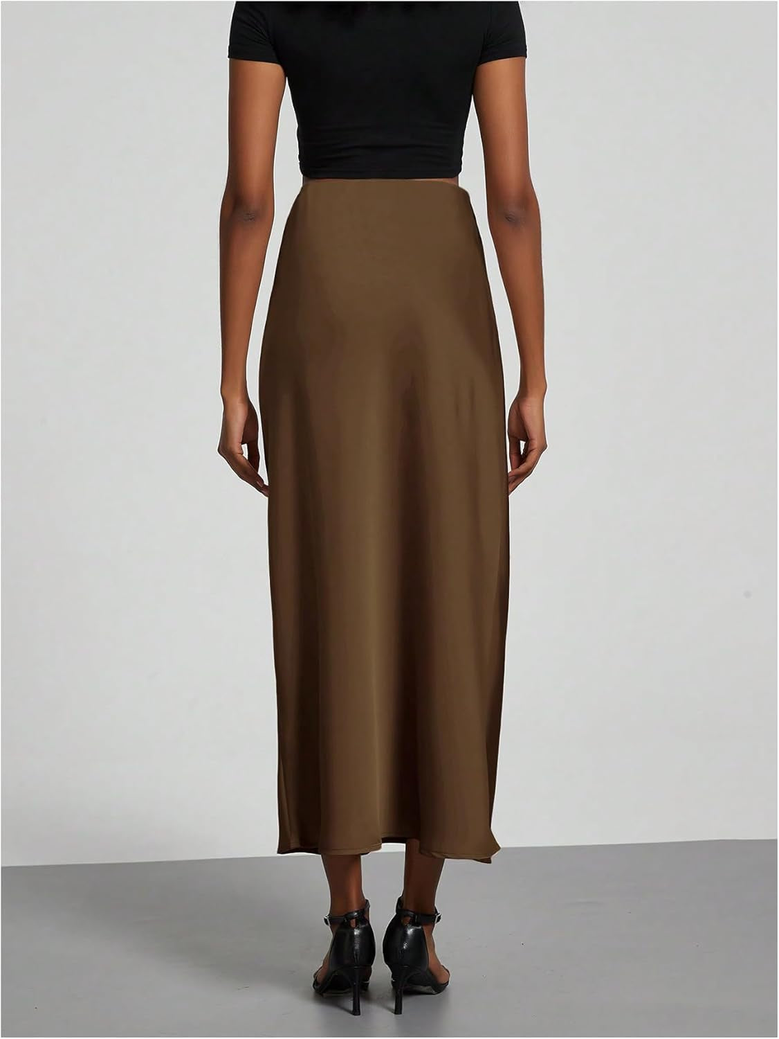 Women'S Elegant Satin Skirts High Waisted Flared Casual Work Office Fishtail Midi Skirt