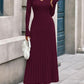 Women Sweater Dress Fall Fashion 2025 Long Sleeve V Neck Ribbed Knit Pleated a Line Elegant Maxi Winter Dresses