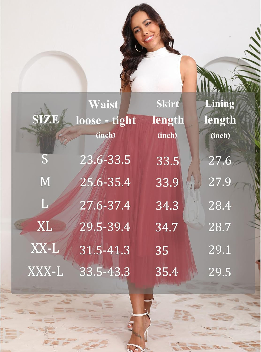 Women'S Winter Skirts 2 Layered Tulle Tiered Long Skirts Elastic Waist A-Line Midi Skirts