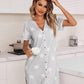 Women V Neck Button down Nightgown