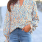 Womens V Neck Floral Long Sleeve Tops 2025 Summer Casual Loose Puff Sleeve Chiffon Boho Work Blouse Dressy T Shirts