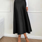 2025 Womens Summer Fall Long Satin Skirt Silk Elegant High Waist Cocktail Party Wedding Flowy A-Line Midi Skirts