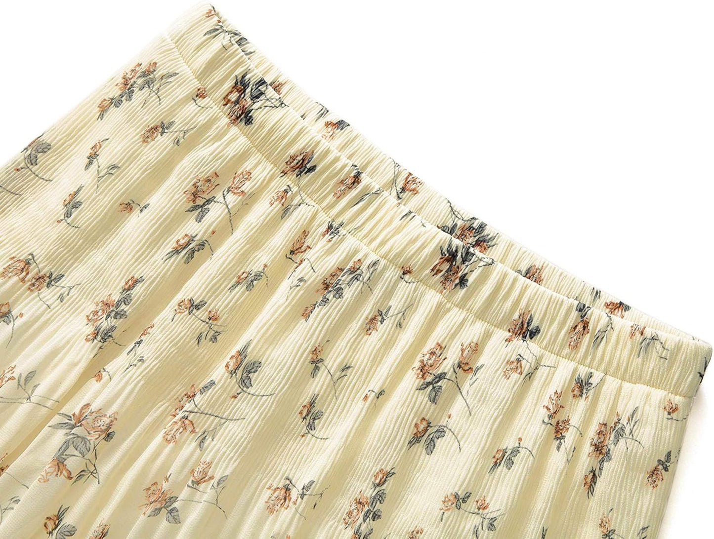 Women'S Chiffon Elastic High Waist Pleated A-Line Flared Maxi Skirts