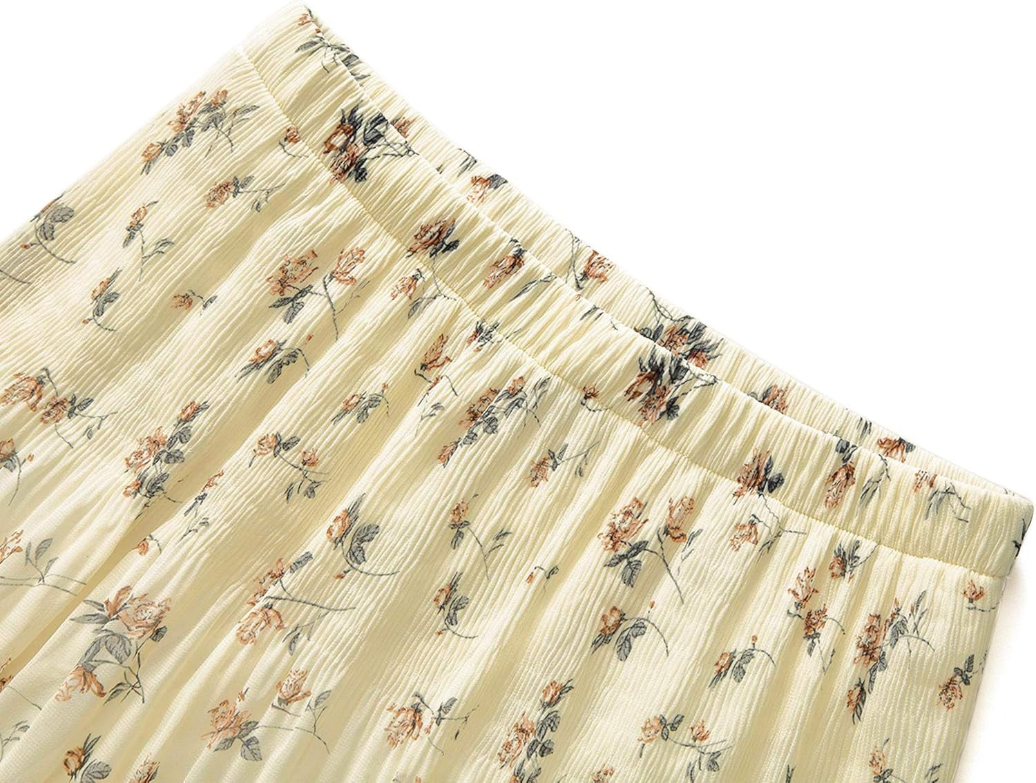 Women'S Chiffon Elastic High Waist Pleated A-Line Flared Maxi Skirts