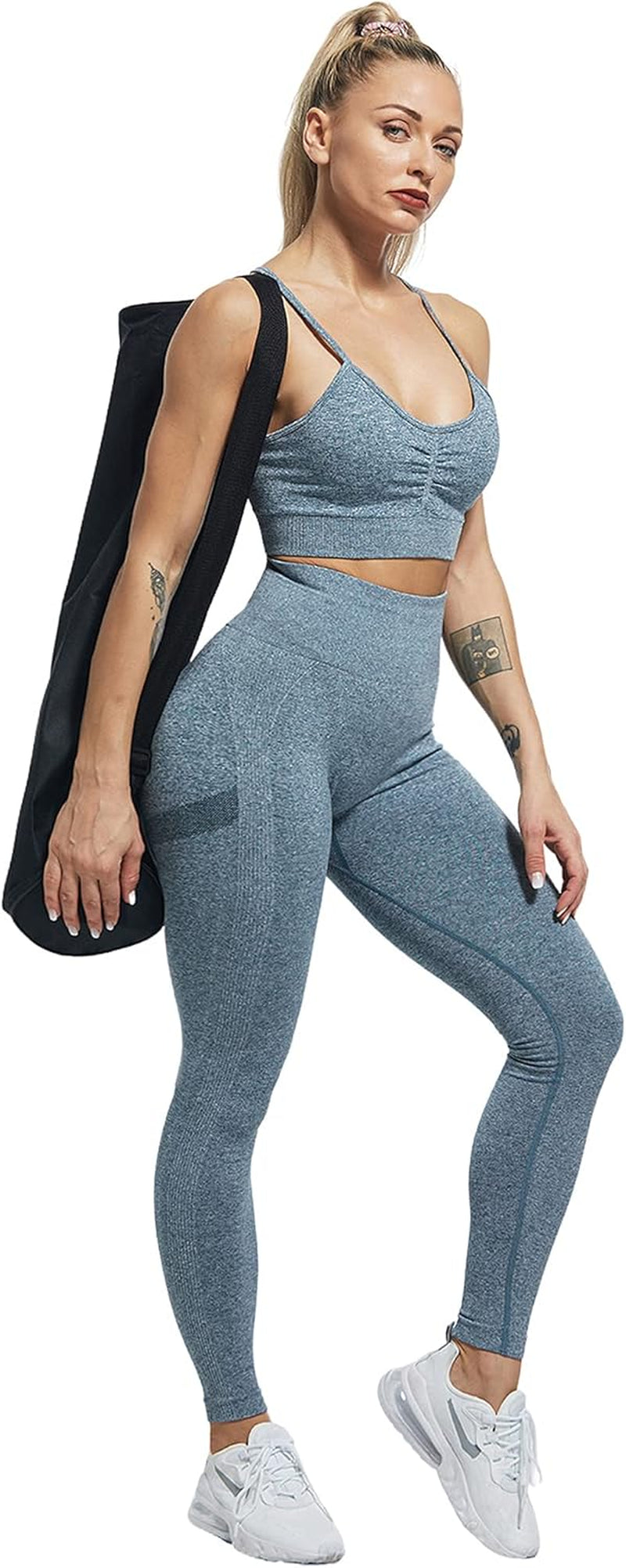 Workout Leggings Sets for Women, Gym Scrunch Butt Butt Lifting Seamless Leggings 3 Piece
