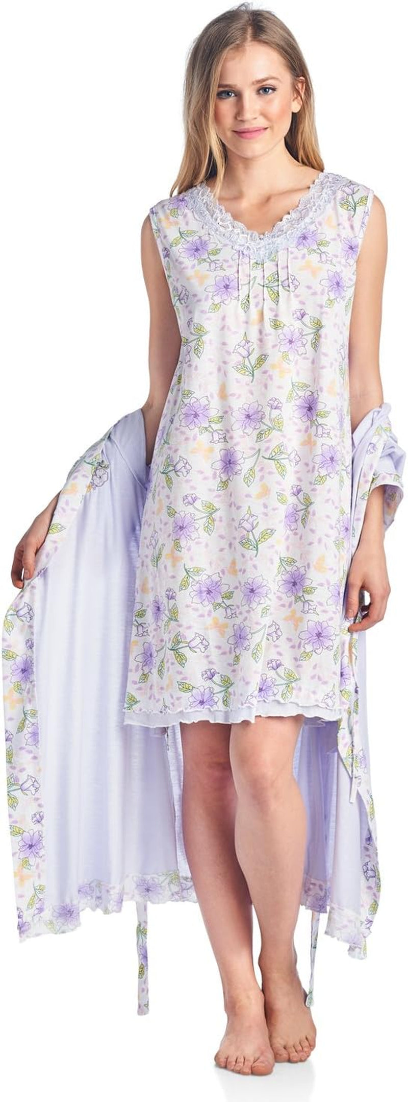 Women'S Sleepwear 2 Piece Nightgown and Robe Set