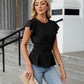 Women'S Dressy Casual Blouses Business Ruffle Short Sleeve Tops Summer Crew Neck Smocked Shirts