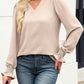 Women'S Business Casual Tops V Neck Puff Long Sleeve Shirts Dressy Office Work Blouse 2025 Fall Outfits Clothes